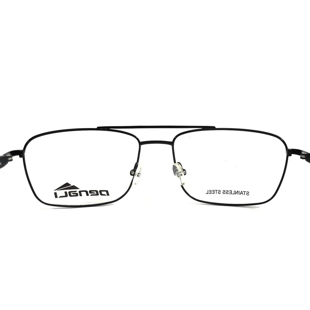 Denali Eyeglasses Frames DUNE BLACK Rectangular Pilot Wire Rim 57-17-140